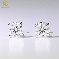 Luxury 925 Sterling Silver Moissanite Jewelry Earrings 6.5mm Cut Classic Style 4-Prongs Stud Diamond Main Stone Perfect Gift