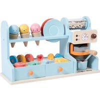 Wooden Kids Coffee Maker Ice Cream Dessert Pretend Play Set Food Kitchen Accessories Montessori Shape Sorter Toys for Girls Boys