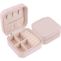 PU Leather Ring Jewelry Accessories Set Box Mini Gift Portable Jewelry Zipper Packaging Box