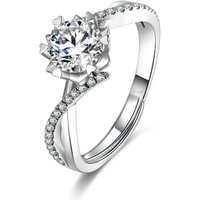 OAHLAN Adjustable Luxury Fine Jewelry Hypoallergenic Round Brilliant Cut Cubic Zirconia S925 Silver Rings for Women's Wedding