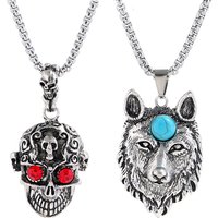 Wholesale Gothic Skull and Wolf Necklace Punk Rock Stainless Steel Jewelry for Men and Women for Wedding and Party