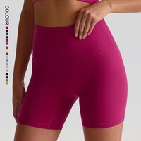 SHINBENE Hi Cloud 6" No Camel Toe Workout Gym Bottoms Brushed Nylon Fabric Sport Yoga Fitness Biker Shorts