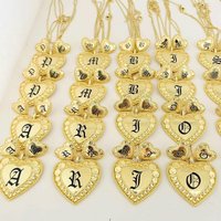 JX226 Diamond Heart Set Initial Stud Earring Fine Box Chain Necklace Customize Woman Kid Personalized Simple Enamel Name Gifts