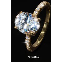 Can Pass test Pen 3 Carat S925 Sterling Silver Gold Plated Oval Moissanite Ring for Women Proposal Engagement Wedding Band