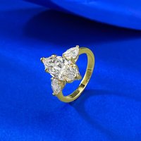 Custom Jewelry Factory 925 Sterling Silver Gold-Plated White Marquise Diamond Ring