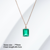 7X9MM Columbia Lab Emerald Wholesale Price Starsgem Lab Color Gemstones 10k 14k 18k Gold Emerald 40+5CM Necklace