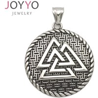 Wholesale Stainless Steel High Quality Round Medal Viking Symbol Pendant Men's Amulet Necklace