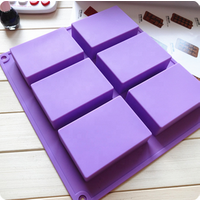 Eco-friendly 6 cavity Silicon cake mold chocolate mold square soap molds