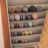 Hot Selling Copper Inlaid Zircon Full Diamond Beads Colorful DIY Bracelet Necklace Jewelry Accessories
