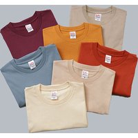 Summer New Heavy Knitted Cotton Loose Short-sleeved T-shirt Solid Color Blank Neck Custom Logo Printing