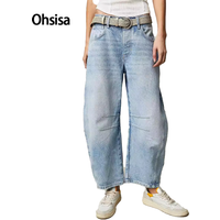 For 2025 New Women's Casual Breathable Summer/Winter Loose Straight Mid Waist Washed Denim Pants