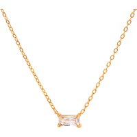 J&D Jewelry Dainty 18K Gold Plated Stainless Steel Rectangle CZ Zirconia Pendant Necklace for Women