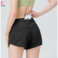 2 in 1 Drawstring Closure Solid Women's High Waisted Athletic Shorts Breathable Seamless Running Workout Gym Quick Dry