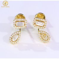 2025 Trendy Design Fine Jewelry 925 Silver Stud Earrings Pear & Emerald Cut Moissanite Drop Earrings Screw Back Party Gifts