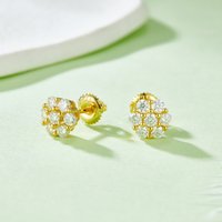 Factory Price Men's 18K Gold Plated 925 Sterling Silver Moissanite Hip Hop Screw Back Earrings