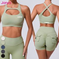 Janya Breathable Sports Bra Cross Back Tank Top for Adults Quick Dry Reversible Removable Pads Women's Fitness Running Yoga Bra