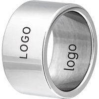 ShuoyeW 12MM Stainless Steel Steel Ring Silver Black Gold Smooth Basic laser logo Stainless Steel Ring Finger Ring 416