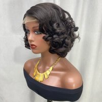 RG1485 4x4 Lace Closure Wig Bouncy wavy bob wig Human Hair Short Cut Wig Black Women Hair Summer Collection Best Deal Wholesale