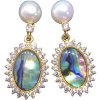 5A Grade Perfect White Natural Freshwater Pearl Earrings Colorful Natural Oval Ear Shell Pendant Studs for Women