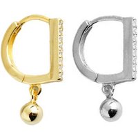 EH1239 Simple 925 Sterling Silver Earrings Jewelry Letter D-Shaped Zircon Round Bead Drop Earrings Women
