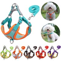 Luxury Adjustable Reflective Nylon Leather Sustainable Pet Dog Vest Chest Back Soft Mesh Padded No Pull Leash Training Harness