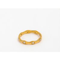 High End 18K Plain Gold Star Zirconia Surround Dainty Rings Stainless Steel Trendy Simple Gold Plated Jewelry