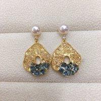 SHDIYAYUN 18K Gold-plated Luxury Big Zircon Earrings Natural Freshwater Pearl Earrings for Women