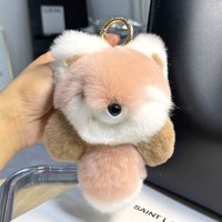 Fur Key Chian Cute Little Fox Pendant Real Rabbit Fur Bag Charm Ins Doll Bag Pendant Women Car Keychain Real Fur Birthday Gift