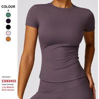 Custom Logo High Quality Spring Summer T-Shirts Quick-Drying Yoga Clothes Fitness Tops Women Running Sports Short Sleeved