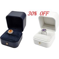 HLB Low MOQ Luxury Engagement Ring Box Pu Leather Custom logo Diamond Ring Box for Jewelry Packing