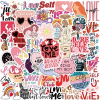 50PCS Cartoon Cute Self Love Paper Stickers Luggage Refrigerator Slogan Stickers Die Cut Sticker