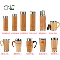 Eco-friendly stainless steel bamboo thermos water bottle travel coffee water mugs with tea infuser