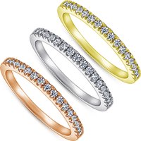 Custom Design Supplier Fine Jewelry 925 Silver Round Brilliant Cut Rhodium Plated Half Circle Pavé Set Cubic Zirconia Ring