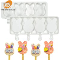 AK 4 Cell Ice Cream Silicone Mold Ice Pop Maker Fruit Juice Freezer Ice Tray Mold Cake Baking Tools