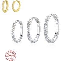 Wholesale in Stock Fine Hoop Earrings Gold Plated Jewelry Cubic Zirconia Simple 925 Sterling Silver Cz Huggie Hoop Earrings
