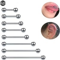 RQ G23 Titanium ASTM F136 14G Externally Threaded Straight Barbell Tongue Ring Industrial Ear Bridge Piercing Body Jewelry