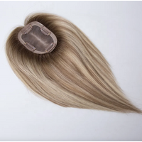 3''x5'' Virgin Russian Blonde Human Hair Topper 5.5''x 6'' Mono Base Highlight Color Topper Wig for Women