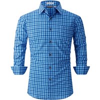 Men's Anti-Wrinkle Breathable Button Down Fitted Long Sleeve Dress Shirt for Social Work and Business