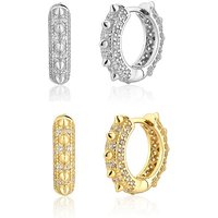 EH1191 9mm Round Rivets Small Zircon Stones Hoop Earrings for Women Girls Fine Jewelry Cartilage Earrings 925 Sterling Silver
