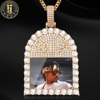 Personalized Memory Picture Jewelry 18K Gold Plated Micro Pave Zircon Men's Hip Hop RIP Photo Pendant for Men Women