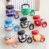 Iron Man The Avengers Character 3D Marvel Unique Design Soft Silicone Bluetooth Protector Case Cover with Carabiner Holder