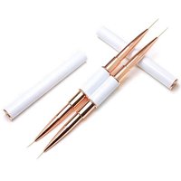 New 2025 Double End Weighted Nail Art Liner Brush White Metal Handle Oval Builder Gel Brush 3d Long Hair Brush for Nails