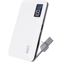 Shenzhen WST factory 5V 2.1A LCD digital display dual output mobile portable powerbank 10000 mah with cable