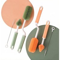 High Quality Premium Silicone Baby Bottle Cleaner Brush Set 360 Degree Cleaning Brush for Nipple Straw Portable Bottle Brush