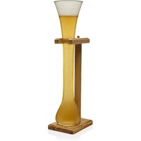 Handmade Half Yard Tall Ale Glass With Smart Birch Wood Stand Holder