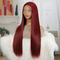Customized 13*4 Lace Frontal Wigs 99J Color Straight Long Glueless Wigs Human Hair Brazilian Human Raw Hair Wigs 12A Grade
