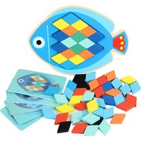 New Design Cartoon Animal Educational Montessori Wooden Building Blocks 3D Shape Puzzle DIY Combination Board for Kids