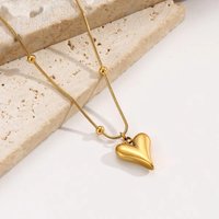 2024 Classic Solid Heart Pendant Necklace Snake Bead Chain Stainless Steel 18K Gold PVD Plated Factory Wholesale Cheap Price Hot
