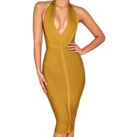 V Neck Sleeveless Stretch Bandage Dress