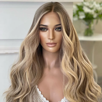 HD Swiss Lace Front Wigs European Human Hair Wigs Highlights Blonde Color Body Wave Lace Front Wig for White Women
